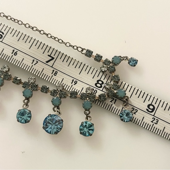 Vintage Blue Prong Set Rhinestone 13” - 16” Necklace - Picture 12 of 16